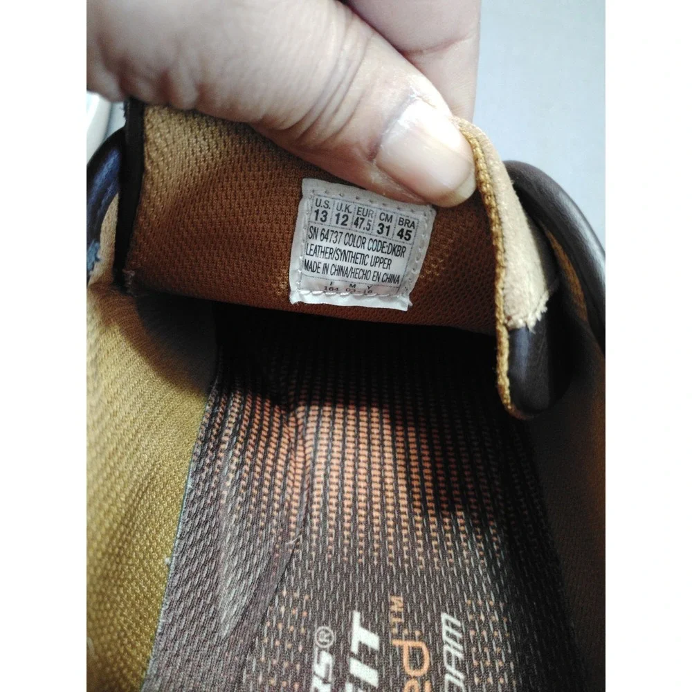 Skechers Classic Fit Me Shoes Air-Cooled Memory Foam Brown‎ Leather Preppy 13***